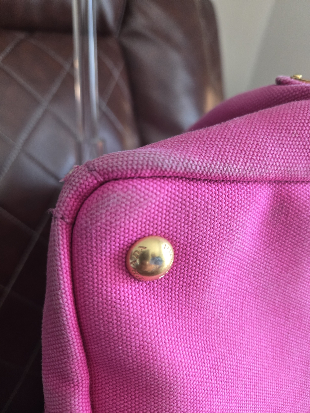 Prada Milano Pink Canvas Tote Bag - Picture 6 of 9